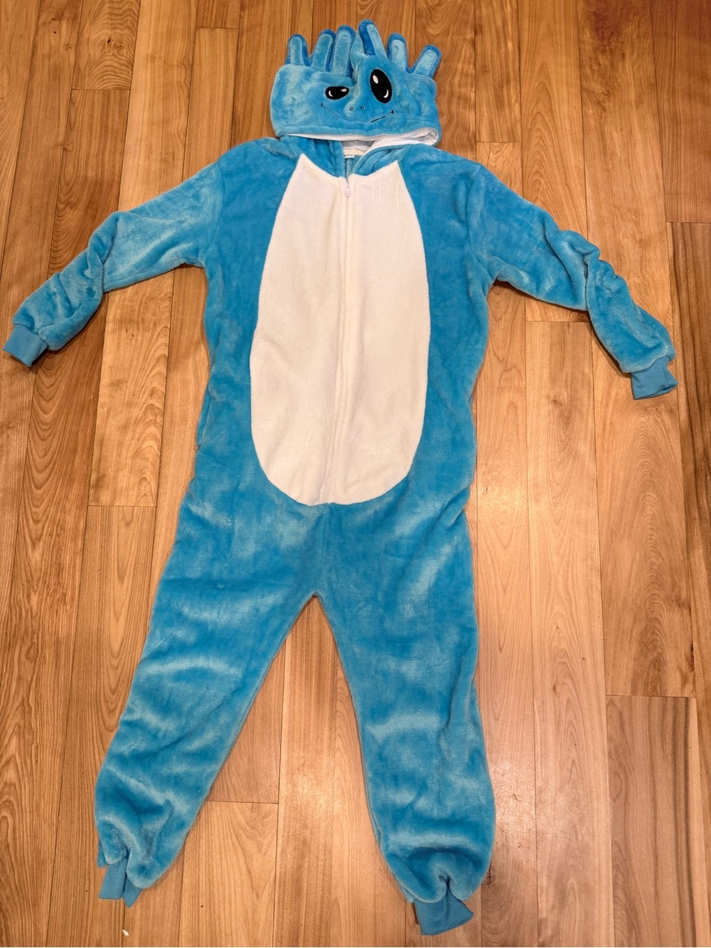 Blue Plush Axolotl Kids One-Piece Hoodie Costume